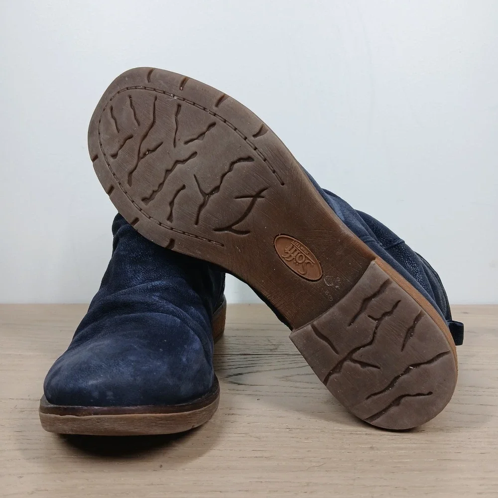 Sofft Ankle Boots Womens 6.5 Blue Leather Ankle Chelsea Distressed Casual